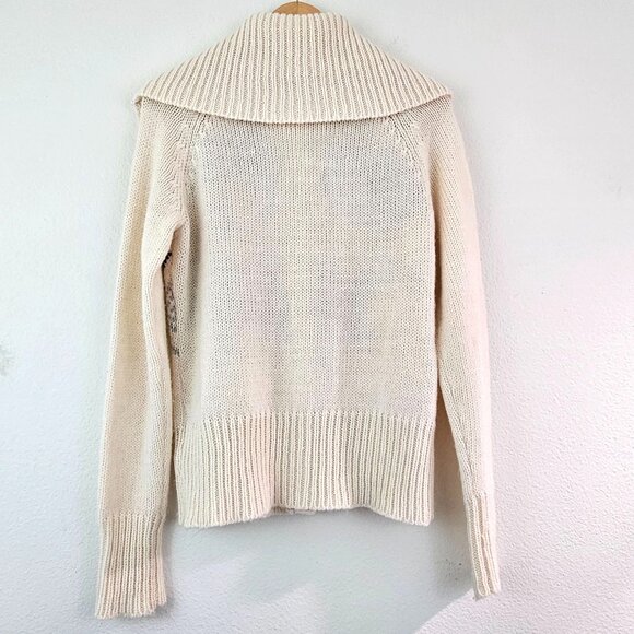 Columbia Womens Sz L Turtle Neck FairIsle Aztec Cardigan Sweater Wool blend EUC - Picture 7 of 12